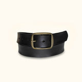 The Charred Cigar - Black Leather Western Belt for Men - Classic Men's Leather Belt with Brass Buckle