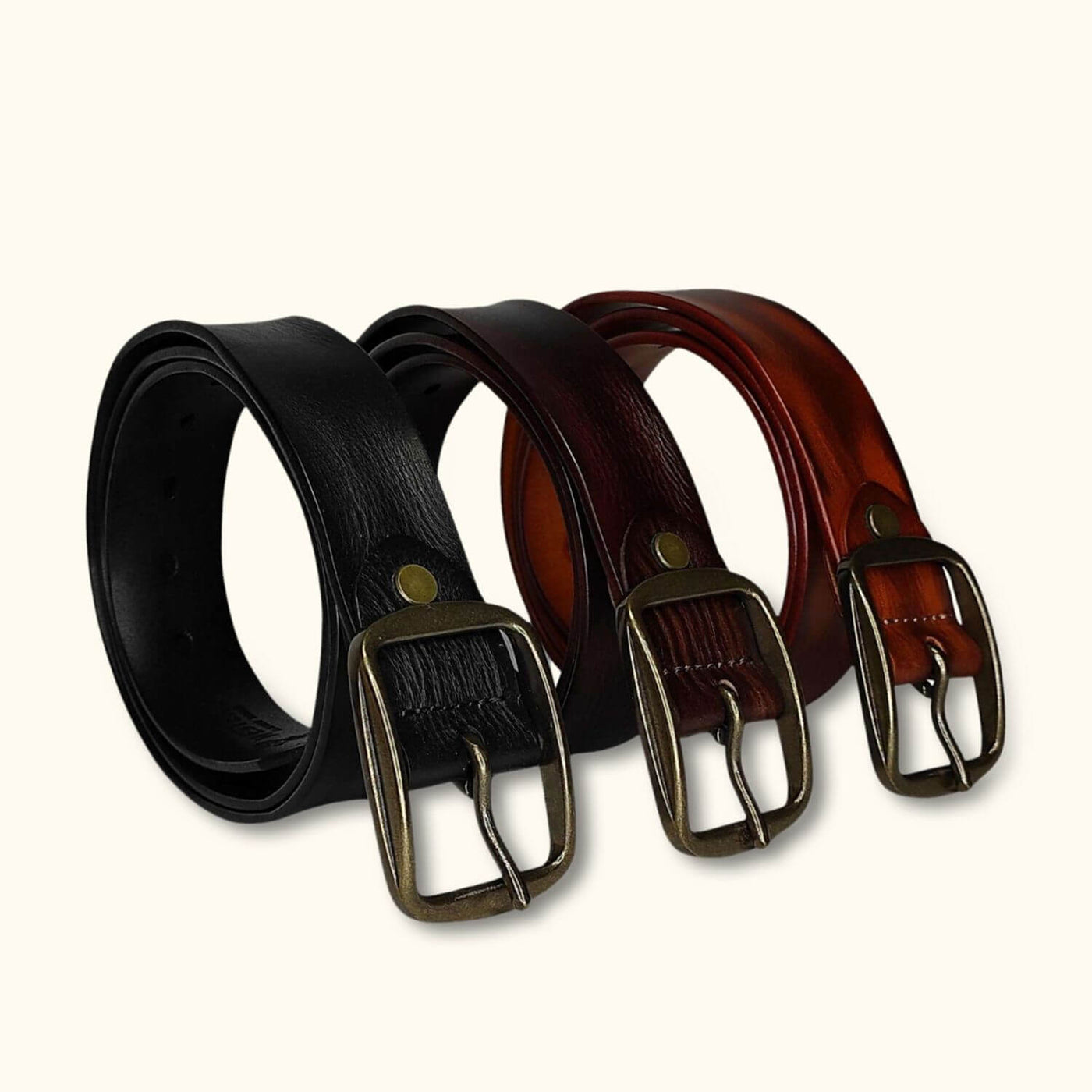 ?Genuine, brown leather belt, western style with wood buckle, brass trim ? S5359 Western Antique Brass Floral Engraved Buckle Genuine  main image 3