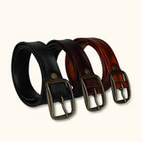 The Charred Cigar - Black, Brown, and Coffee Leather Western Belt - Classic Men's Leather Belt with Brass Buckle in Multiple Colors