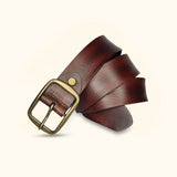 The Charred Cigar - Coffee Leather Western Belt for Men - Classic Men's Leather Belt with Brass Buckle