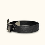 The Cicada - Black Engraved Leather Belt for Men - Classic Western Style Belt with Intricate Engravings