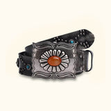 The Constellation - Black Colorful Stone Decorated Belt - Stylish Belt with Constellation-Inspired Design and Colorful Stone Embellishments