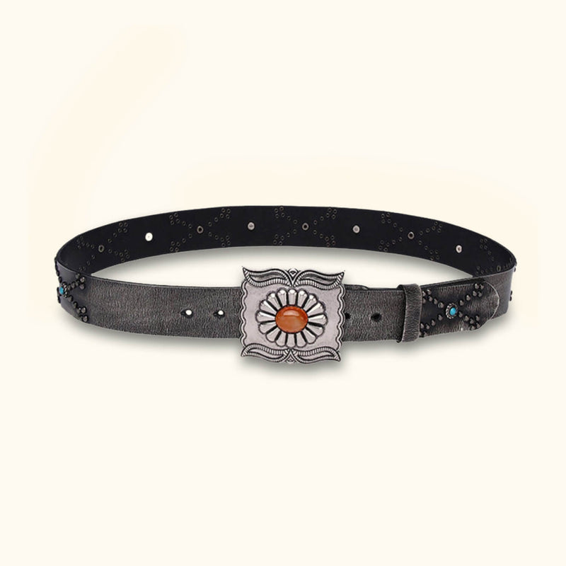 The Constellation - Black Cowboy Belt Men - Stylish Belt with Colorful Stone Decorations for a Western Look