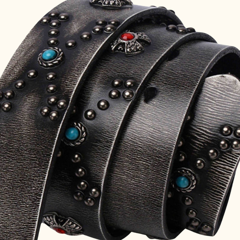 The Constellation - Black Belt with Colorful Stone Decorations - Stylish and Eye-Catching Belt with Constellation-Inspired Design