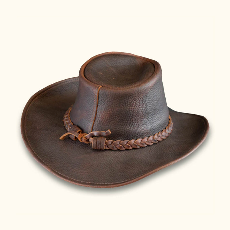 Brown Leather Coyote Walker Hat - Western Style Hat