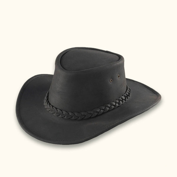 The Manitoba - Black Western Leather Hat - Stylish Cowboy Hat
