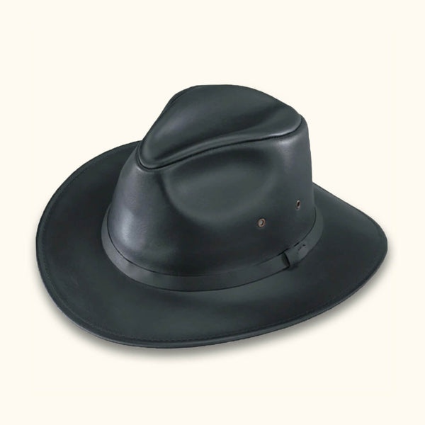 The Osage - Black Leather Safari Hat for Men - Classic Men's Leather Safari Hat