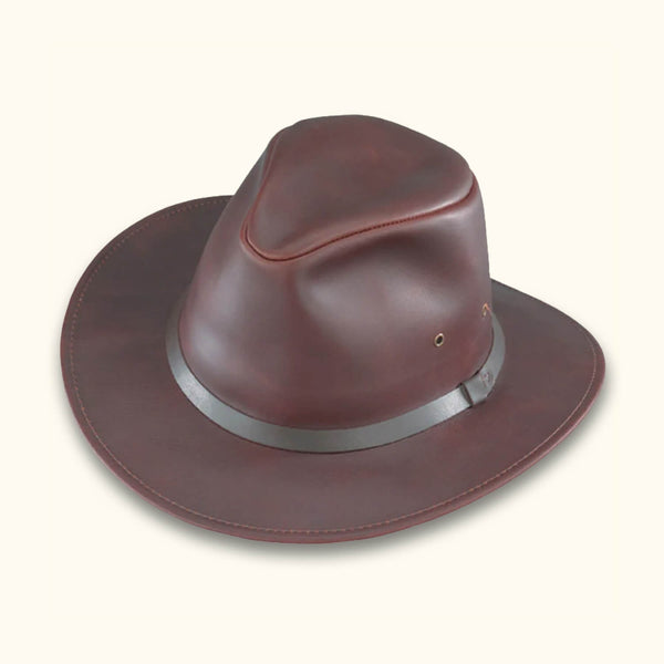 The Osage - Chestnut Leather Safari Hat for Men - Classic Men's Leather Safari Hat