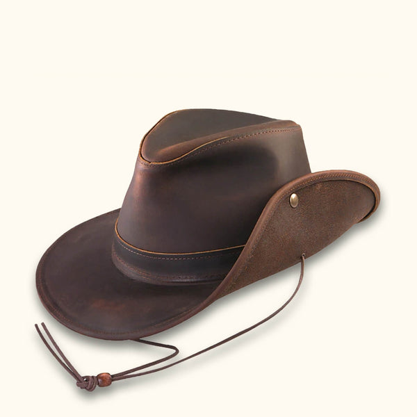 北原哲夫 私物　Vintage Leather Western Hat Australian Style Vintage Sahara Leather Western Cowboy Hat