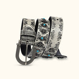 The Rancher's Pride - Gray Turquoise Inlay Belt for Men - Stylish Western Belt with Gray and Turquoise Accents