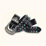 The Rodeo Queen - Black Luxury Western Turquoise Belt - Stylish Belt with Turquoise Accents for a Touch of Elegance