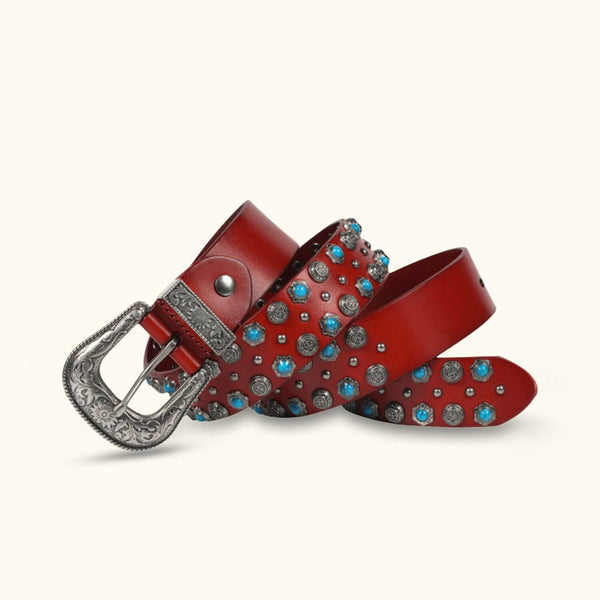The Rodeo Queen - Brown Luxury Western Turquoise Belt - Stylish Belt with Turquoise Accents for a Touch of Elegance