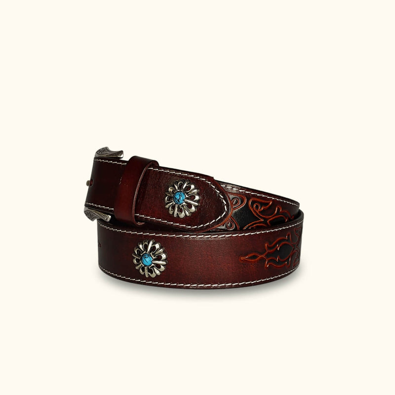 The Sacred Serpent - Leather Belt Women's - Stylish Western Belt for Women with Intricate Serpent Design and Silver Buckle