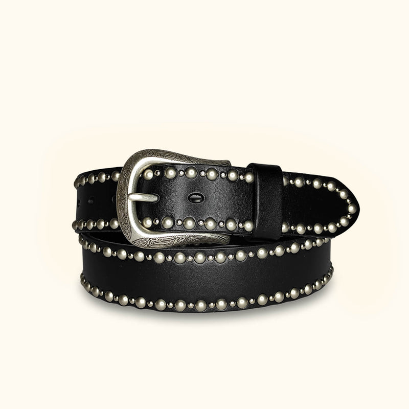 The Sorcerer's Secret - Black Leather Belt for Women - Fashionable Belt with Exquisite Design and Luxurious Black Leather