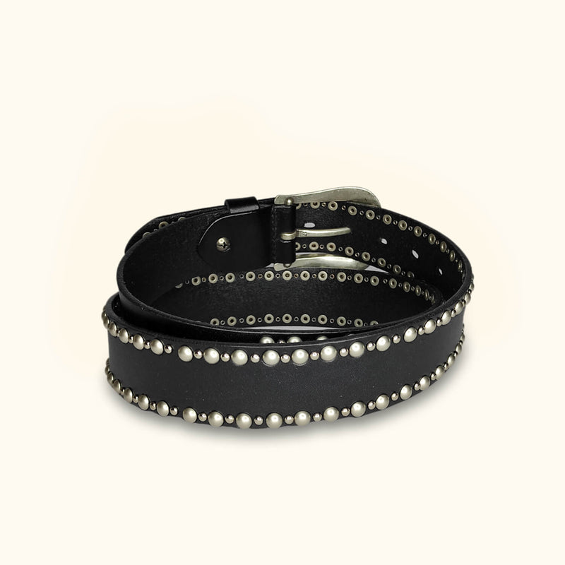 The Sorcerer's Secret - Women's Belt in Black Leather - Chic Belt with Elaborate Details and Premium Black Leather