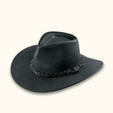 The Stark - Black Leather Australian Hat - Stylish Australian Leather Hat for a Classic Look