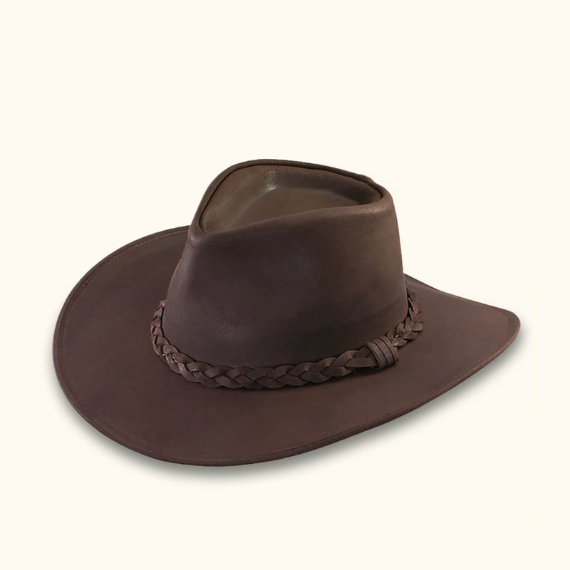 The Stark - Brown Leather Australian Hat - Classic Australian Leather Hat for a Timeless Style