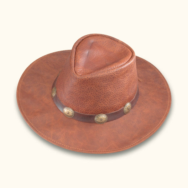 The Vestavia -  Leather Cowboy Hat - Timeless Chestnut Brown Western Style Hat