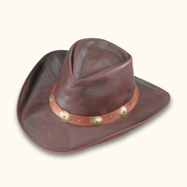 The Vestavia - Leather Cowboy Hat - Classic Western Style Hat in Rich Brown
