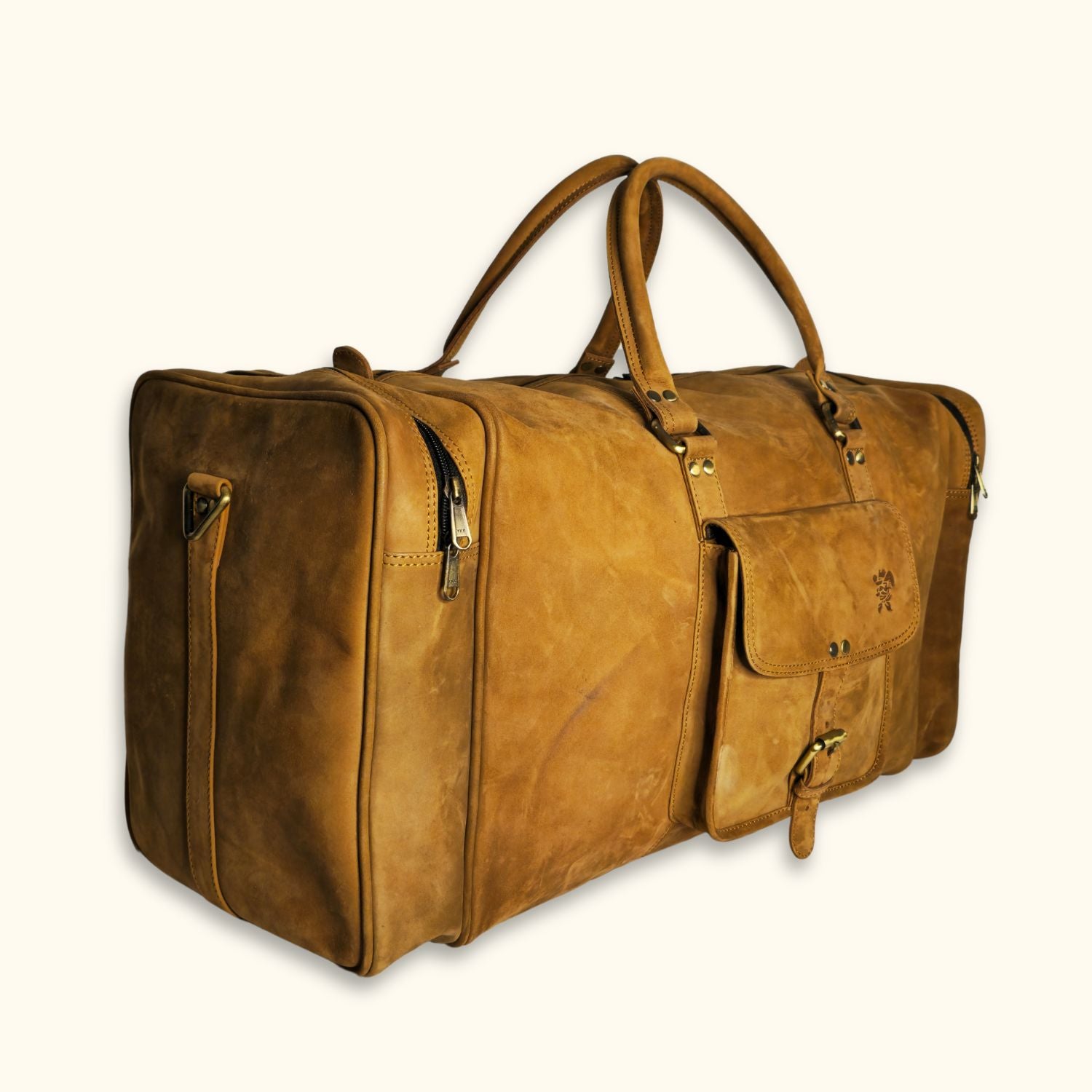 Full Grain Buffalo Leather Duffel Bag | Vintage Brown Travel Bag ...
