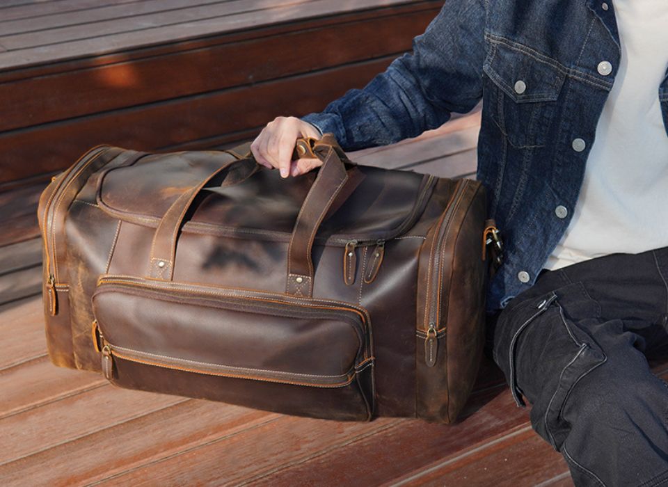 best leather travel duffle bag online