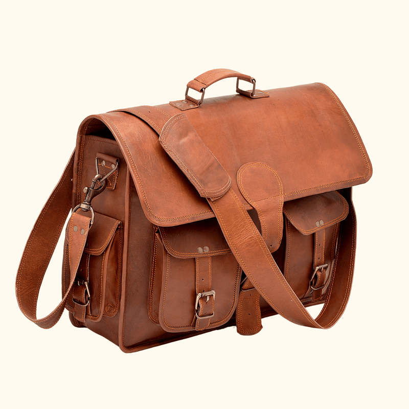 The Old Town - Vintage Leather Saddle Bag Briefcase