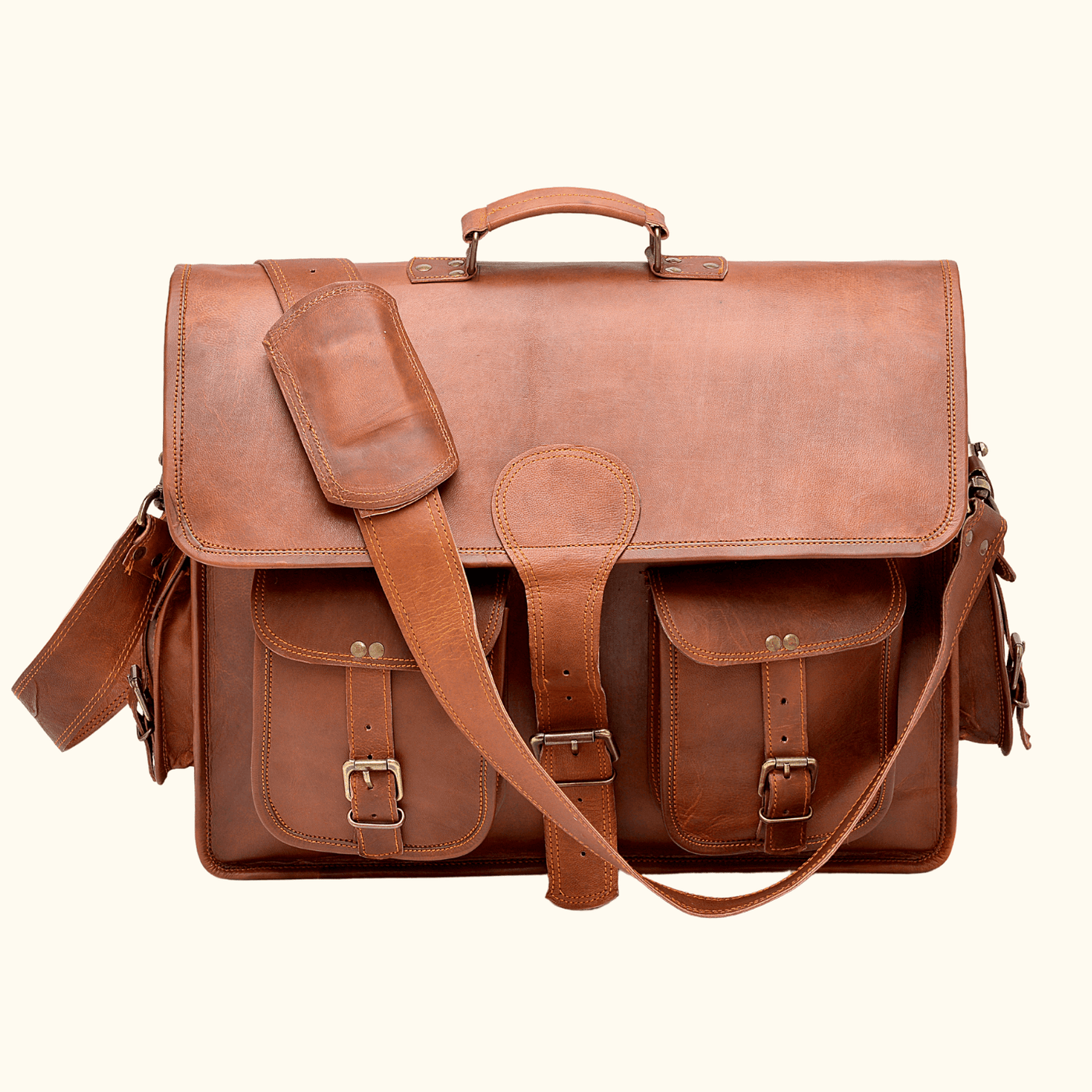 The Old Town | Vintage leather saddle bag Briefcase