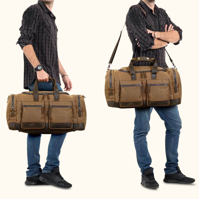 Waxed Canvas Luggage Bag Large Capacity Crossbody Bag Travel