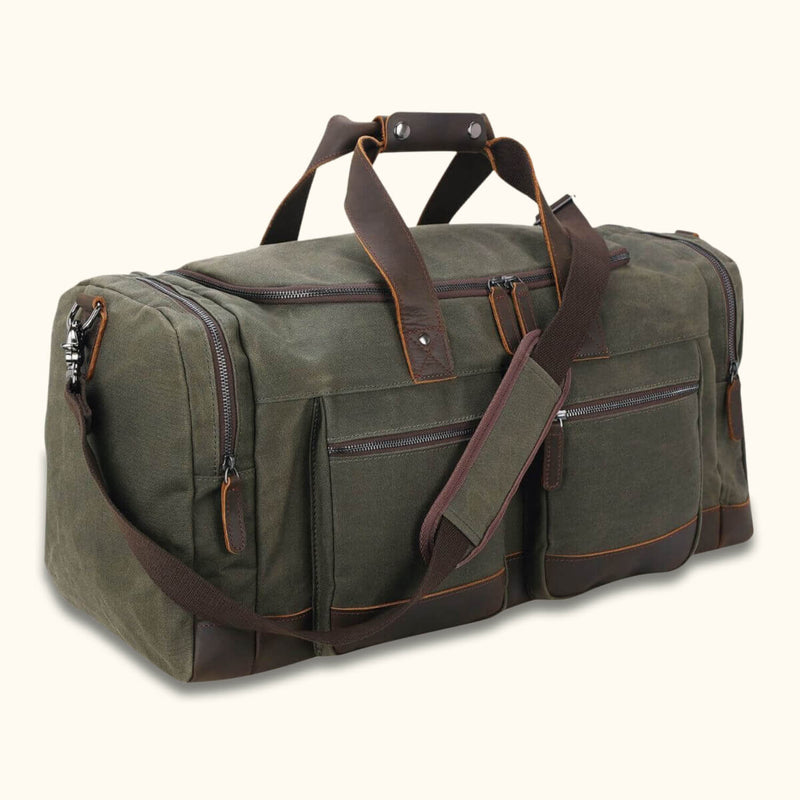 Waxed Canvas Leather Duffel Bag - Timeless style and rugged durability for your travels.