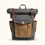Waxed Canvas Roll-Top Backpack - Experience the perfect combination of style and durability with this versatile backpack, featuring a roll-top design and weather-resistant waxed canvas for all your