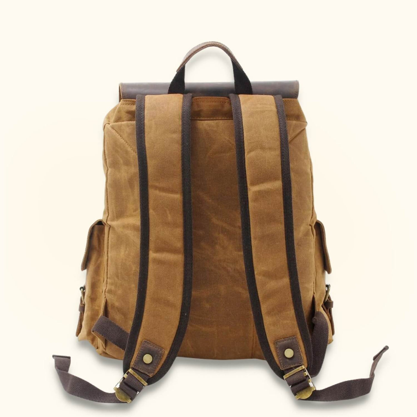 Western Leather Goods lone horse Distressed Canvas Leather Rucksack Backpack Crazy Horse Leather Canvas Backpack: Personalized Travel  main image 3