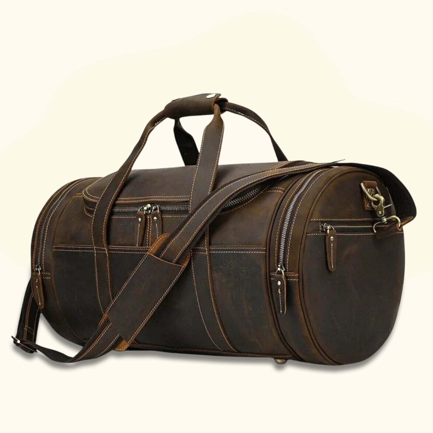 Leather Barrel Travel Bag Western Leather Goods