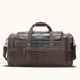Unveil Timeless Luxury: Brown Crocodile Duffle Bag, Your Ultimate Travel Companion with Style.