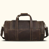 Classic elegance: brown leather barrel bag.