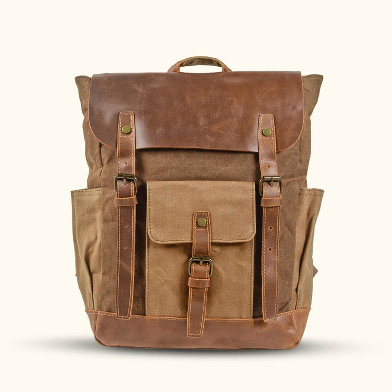 canvas leather stylish backpack The Timber Trek" Retro Vintage Waxed Canvas Laptop Backpack – Western Leather Goods