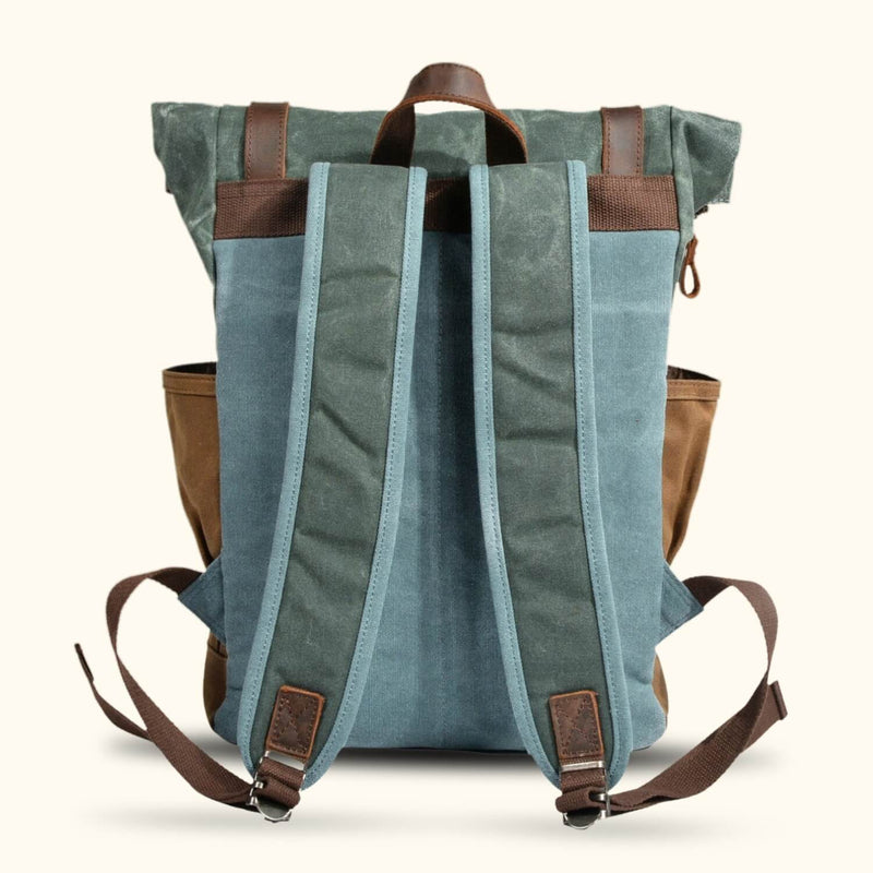 Canvas Backpack with Rolling Top - Embrace the convenience and style of this versatile backpack, featuring a rolling top design and rugged canvas material, perfect for your daily adventures.