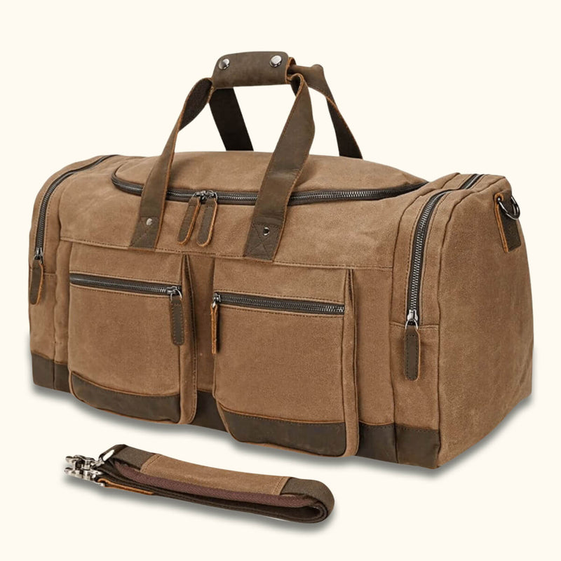 Canvas Leather Duffel Bag - A fusion of materials for versatile travel.