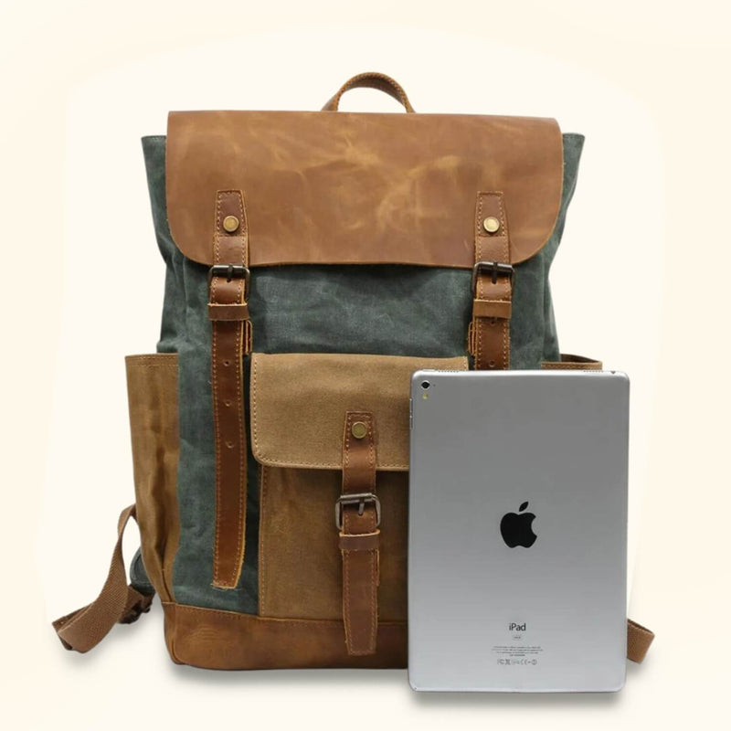 canvas leather stylish backpack The Timber Trek" Retro Vintage Waxed Canvas Laptop Backpack – Western Leather Goods