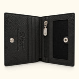 Black Compact Crocodile Wallet interior with card slots, YKK zip pocket, ID window and snap closure