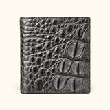 Compact crocodile wallet in Graphite Gray crafted from genuine crocodile leather