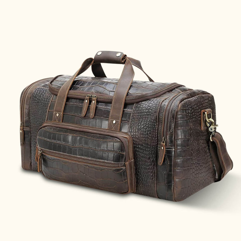 Experience Opulence in Travel: The Crocodile Duffle Bag, Where Luxury Meets Functionality.