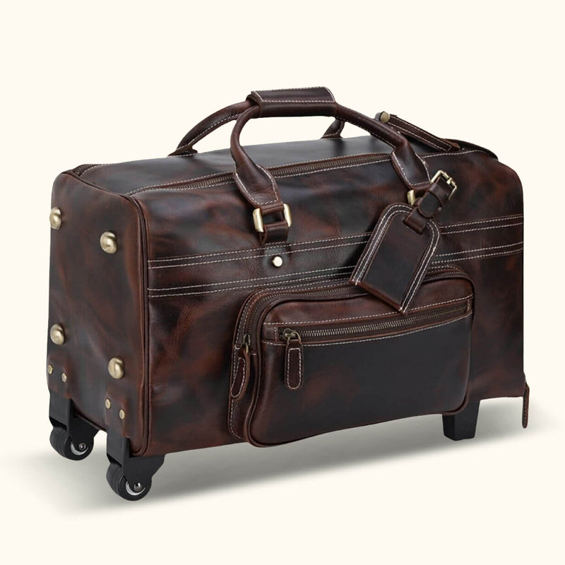duffel bag or suitcase travel The Lawful - Leather Duffle with Wheels