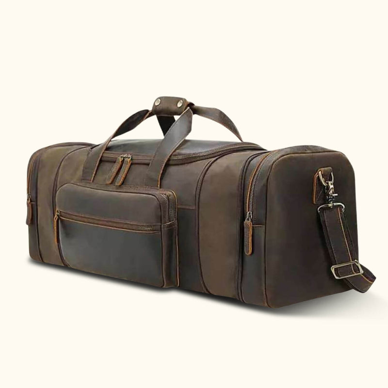 men's / unisex travel duffle bag The Sabre Tooth – Men’s Vintage Leather Travel Duffle Bag 23"