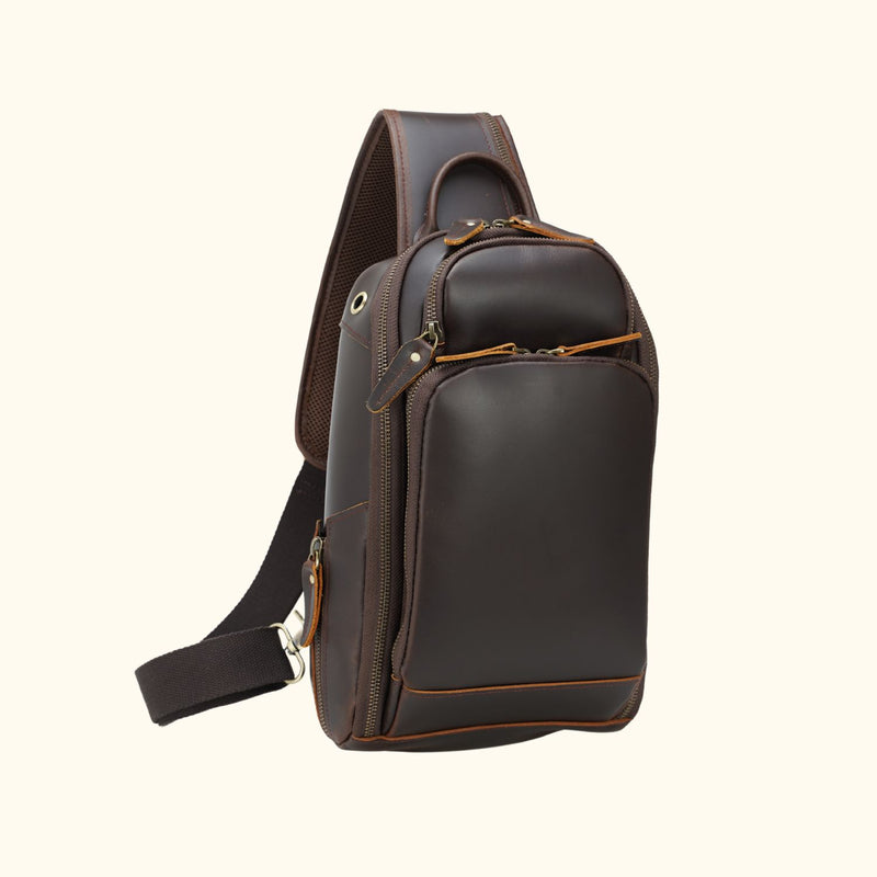 Leather Chest Pack" - A versatile and sturdy sling bag crafted from high-quality leather
