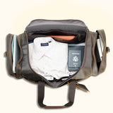 Sophisticated leather travel bag for journeys.
