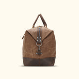 Leather Weekender Canvas Duffel Bag - A versatile blend of leather and canvas for your short getaways.