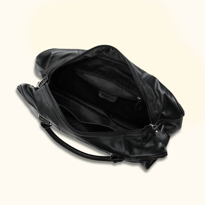 Effortless style meets business practicality with a men's casual leather business travel shoulder bag.