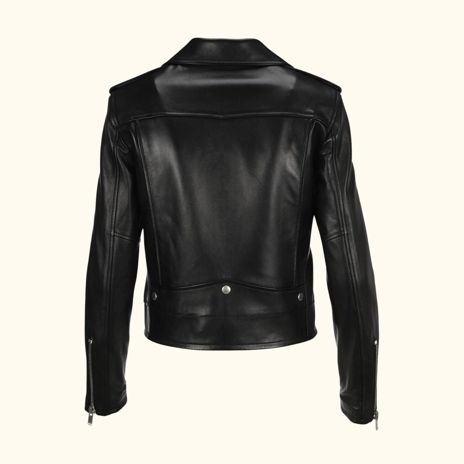 Midnight Rider Leather Jacket - Premium Black Lamb Leather Biker Jacket ...