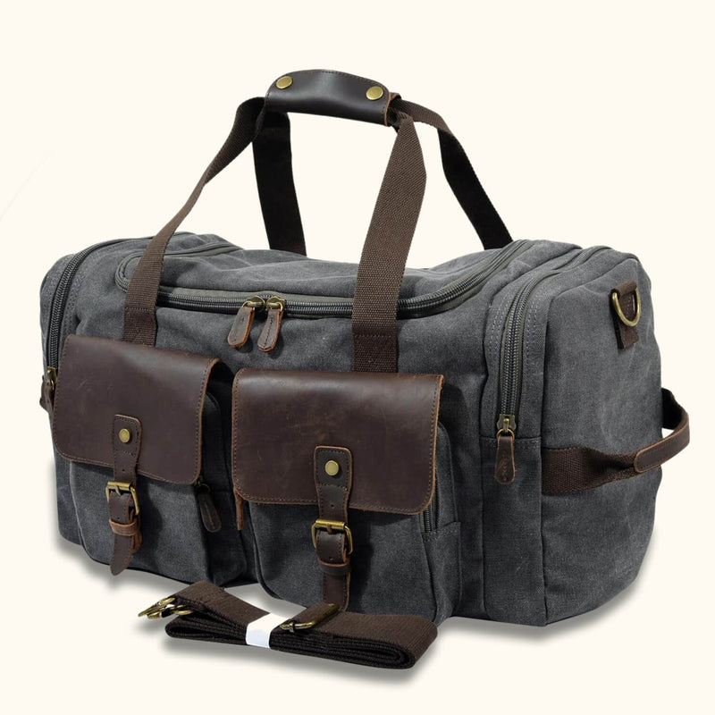 Overnight Canvas Bag: A compact and convenient bag made from durable canvas material, designed for short trips and one-night stays, suitable for carrying essential items and clothing.