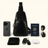 The Obsidian – Genuine Alligator Sling Bag